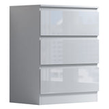 FWStyle Stora 3 Drawer Chest of Drawers - White Gloss Front