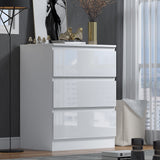 FWStyle Stora 3 Drawer Chest of Drawers - White Gloss Front