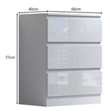 FWStyle Stora 3 Drawer Chest of Drawers - White Gloss Front