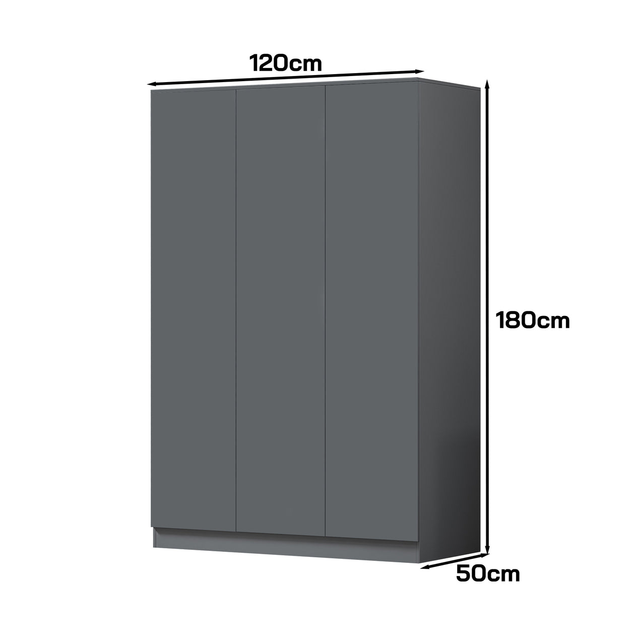 FWStyle Stora 3 Door Wardrobe - Matt Dark Grey