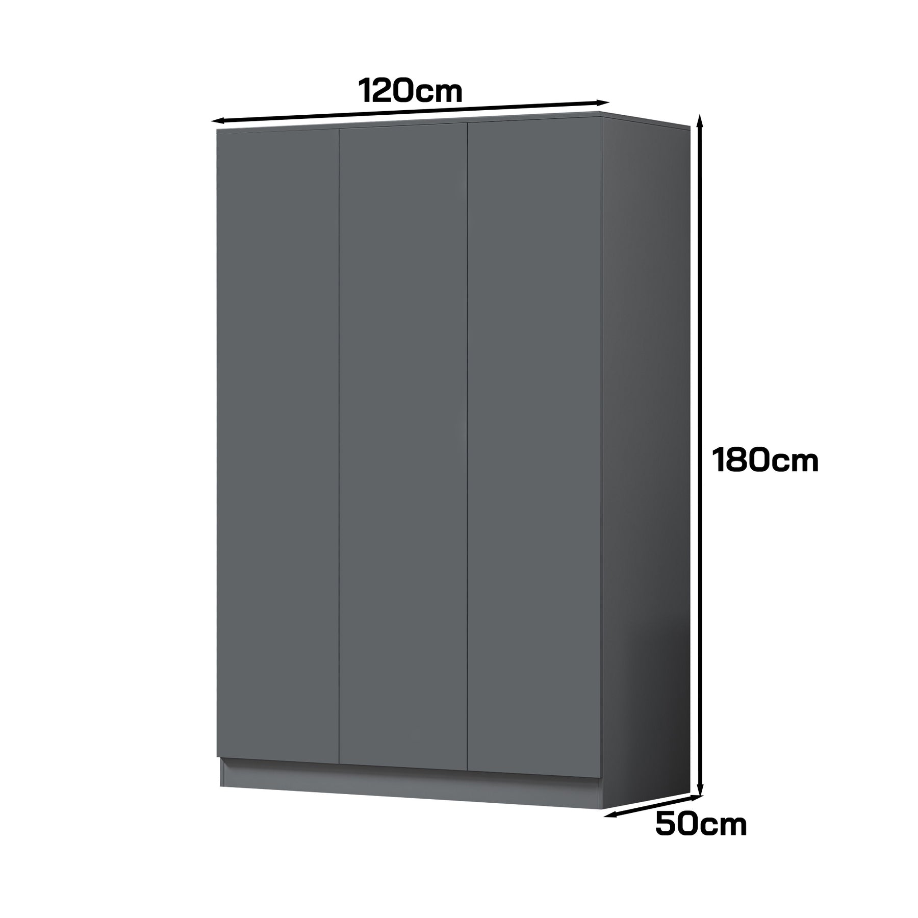 FWStyle Stora 3 Door Wardrobe - Matt Dark Grey