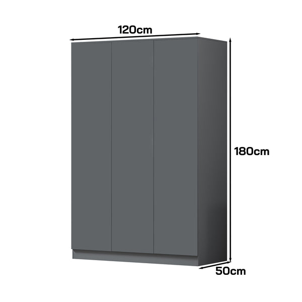 FWStyle Stora 3 Door Wardrobe - Matt Dark Grey