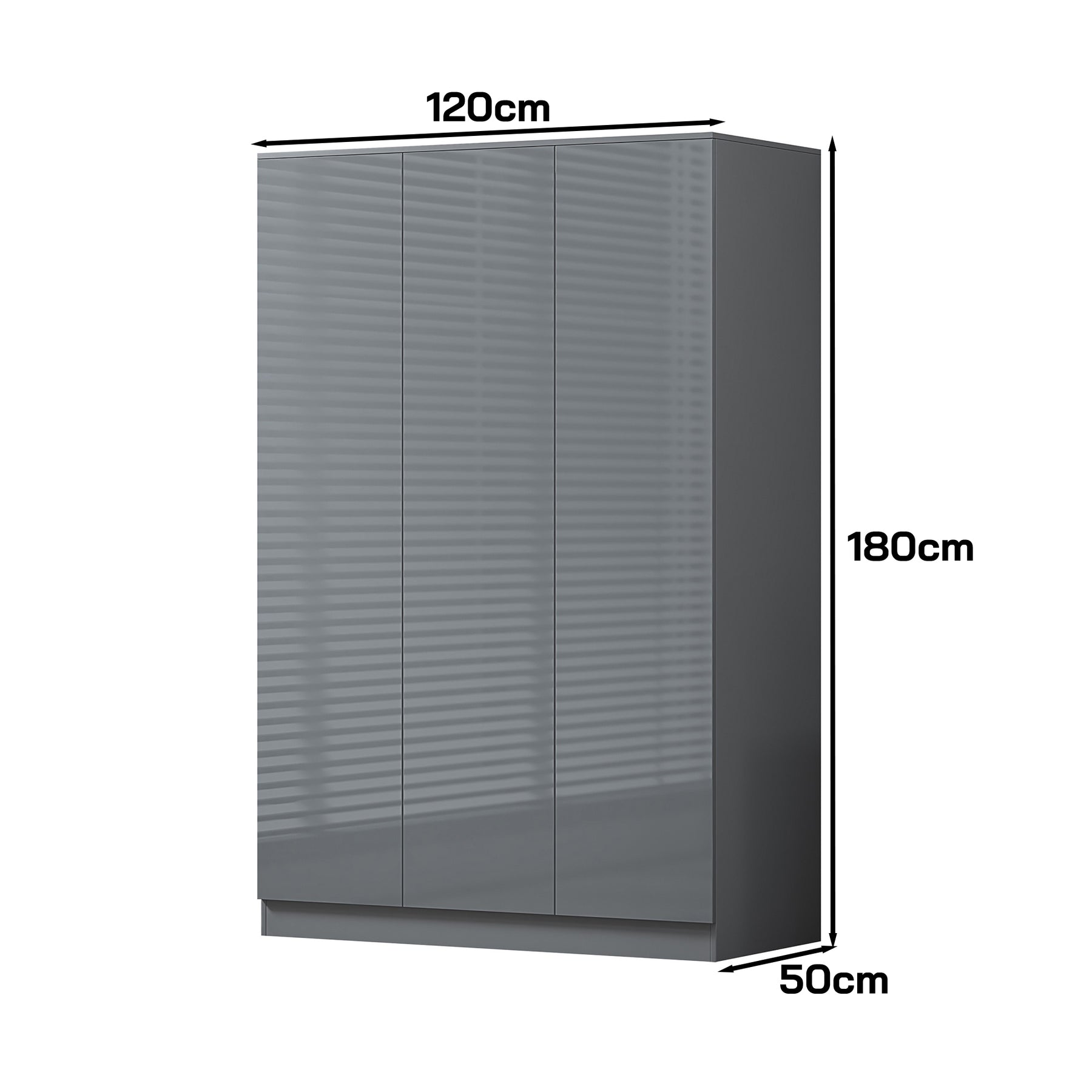 FWStyle Stora 3 Door Wardrobe - Grey Gloss Front