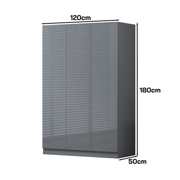 FWStyle Stora 3 Door Wardrobe - Grey Gloss Front