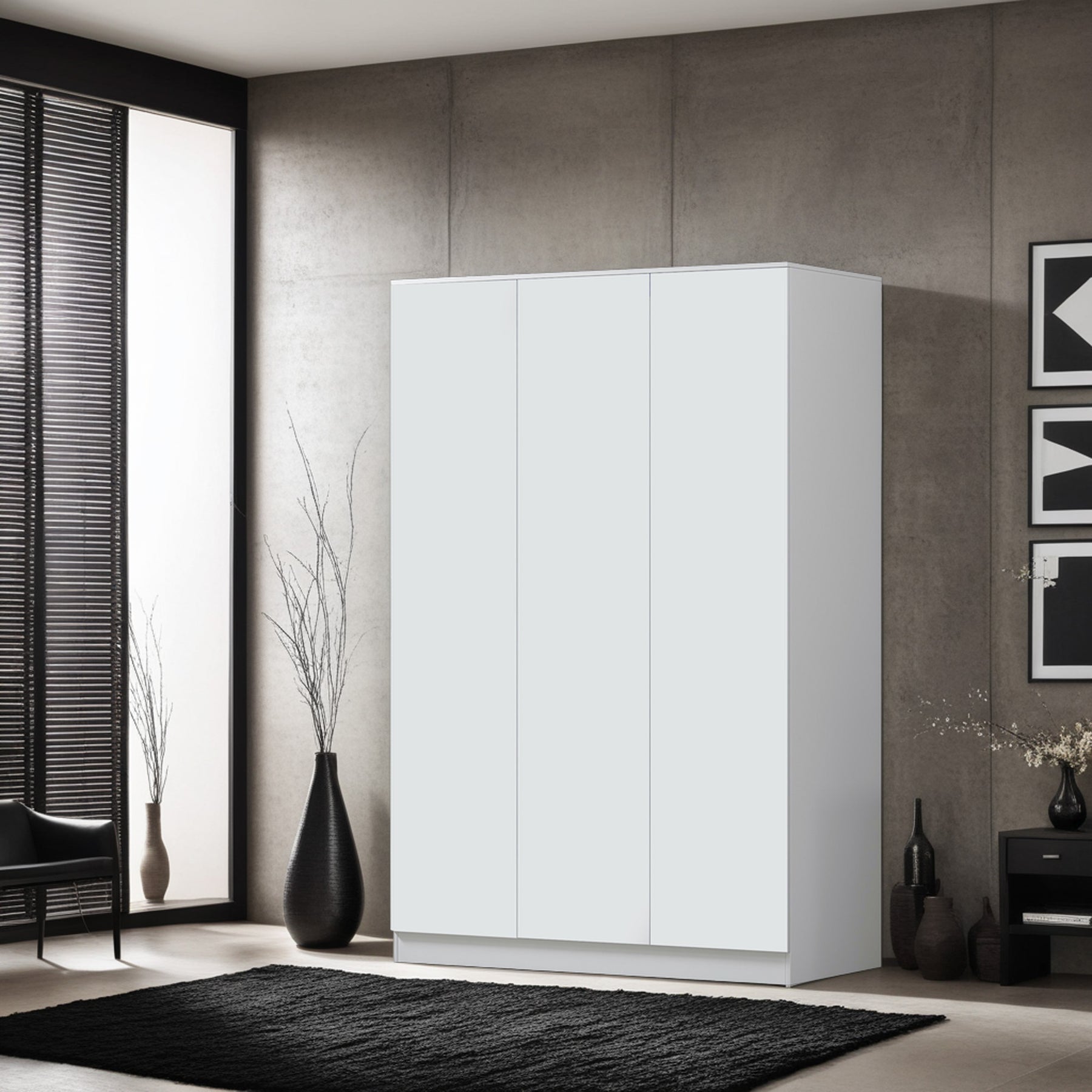 FWStyle Stora 3 Door Wardrobe - Matt White