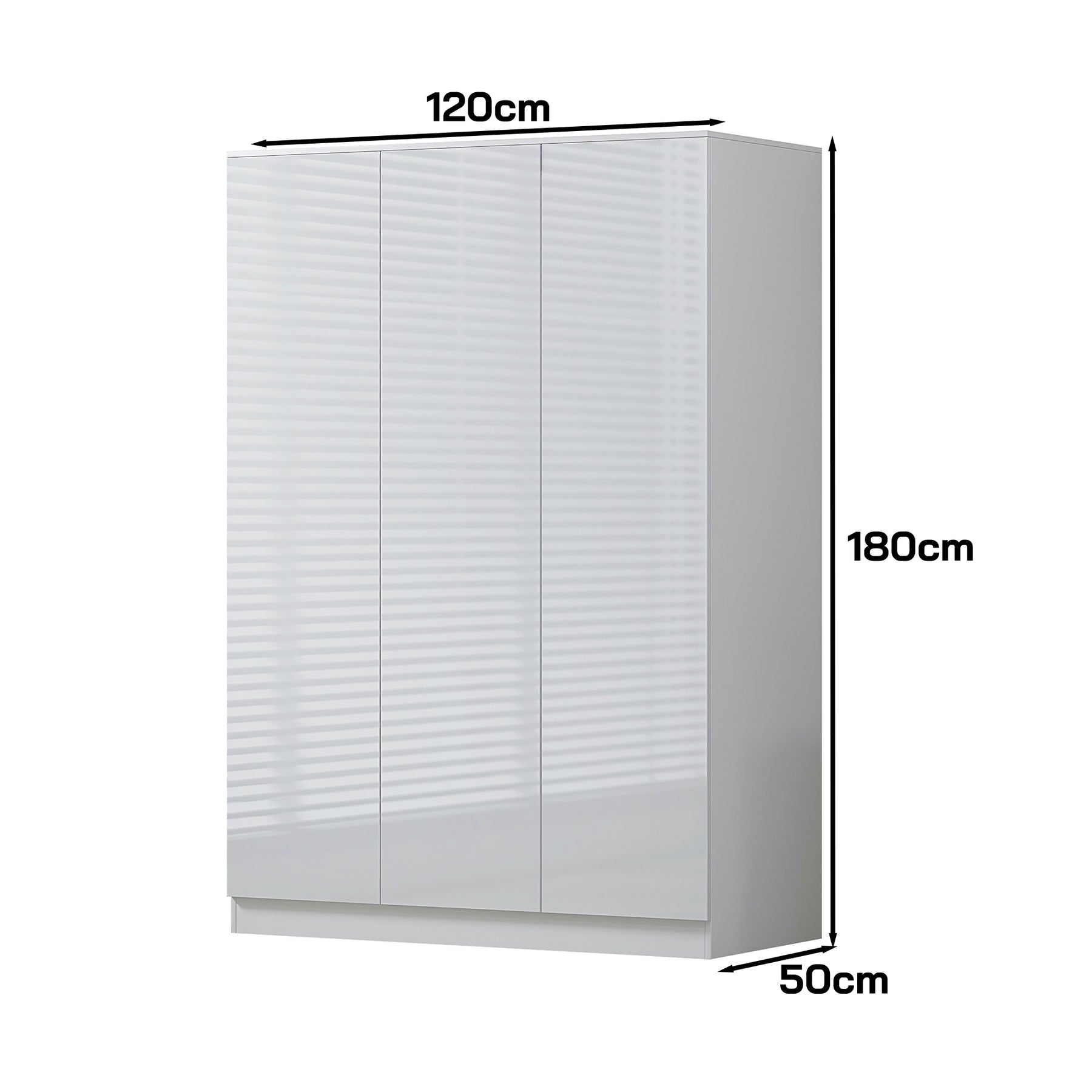 FWStyle Stora 3 Door Wardrobe - White Gloss Front