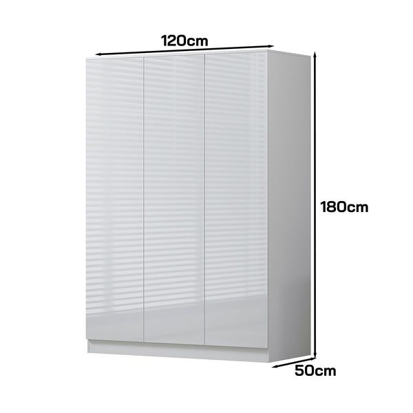 FWStyle Stora 3 Door Wardrobe - White Gloss Front