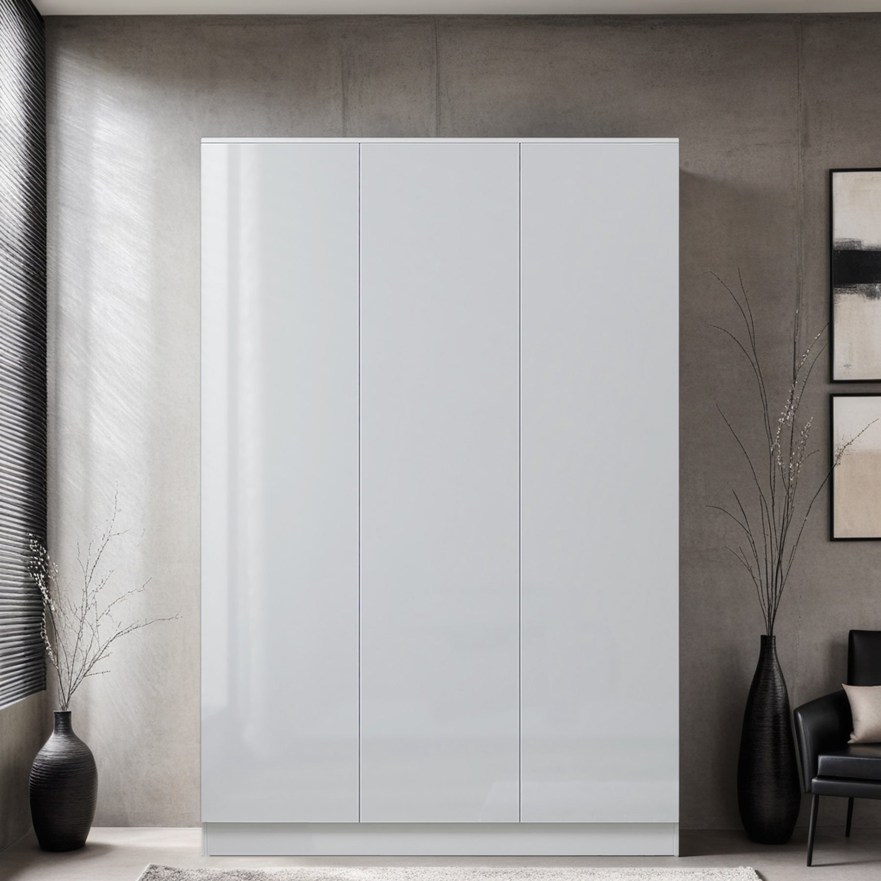 FWStyle Stora 3 Door Wardrobe - White Gloss Front
