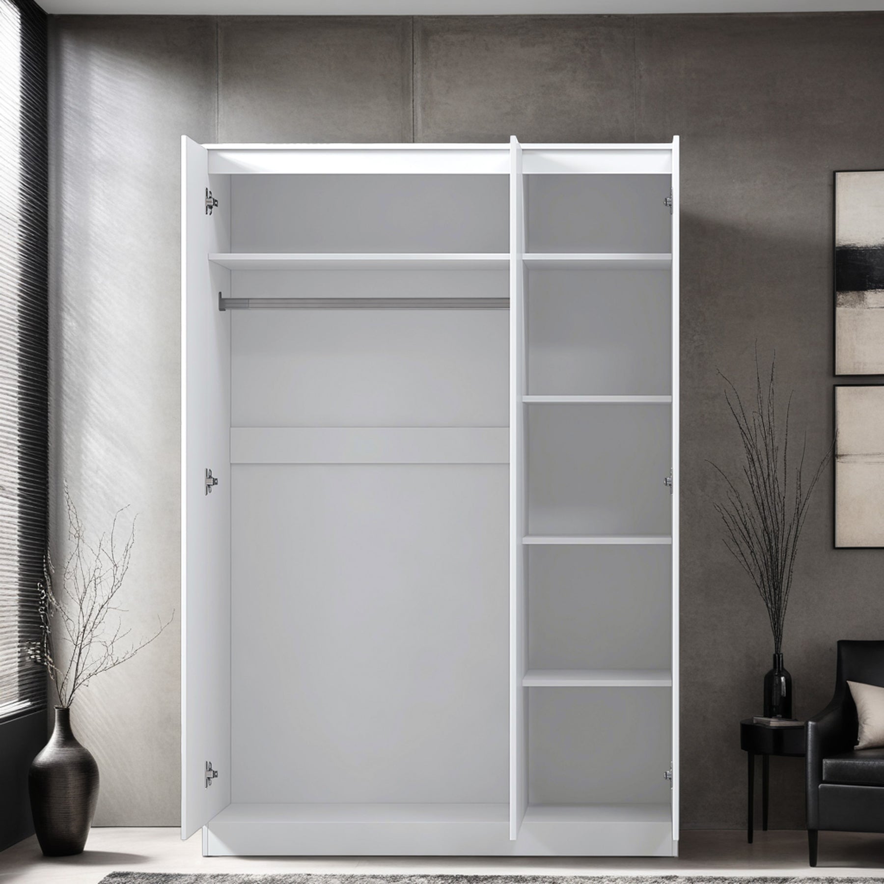 FWStyle Stora 3 Door Wardrobe - White Gloss Front
