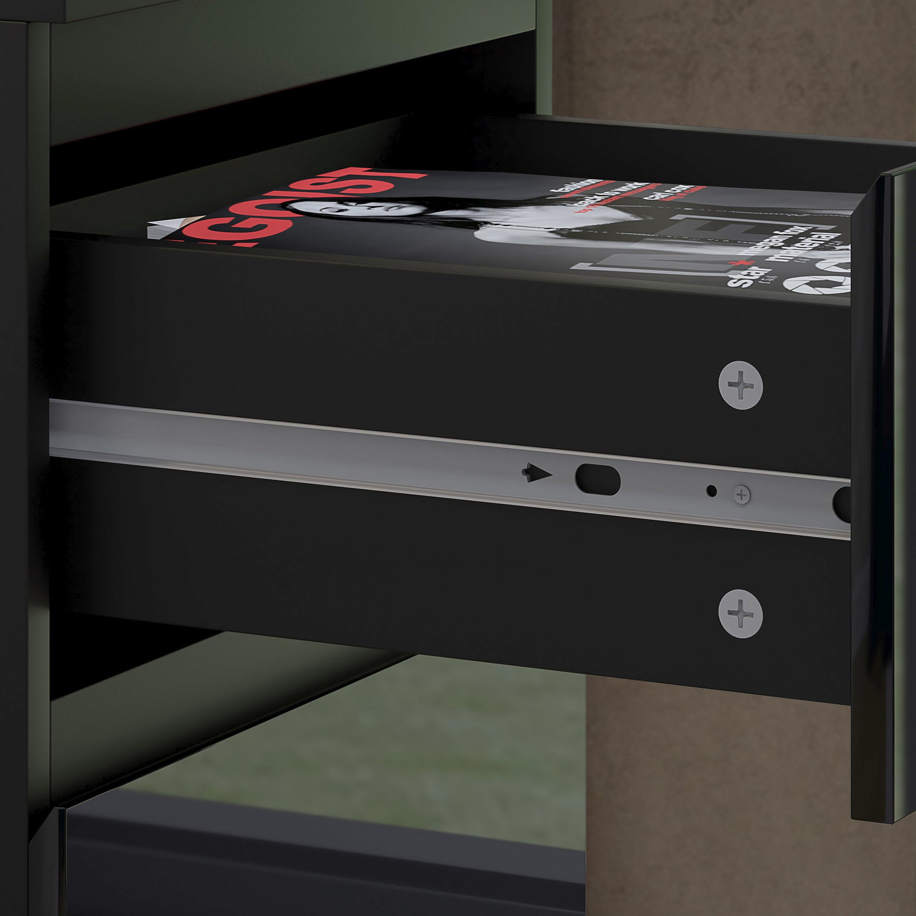 FWStyle Stora 4 Drawer Chest of Drawers - Black Gloss Front