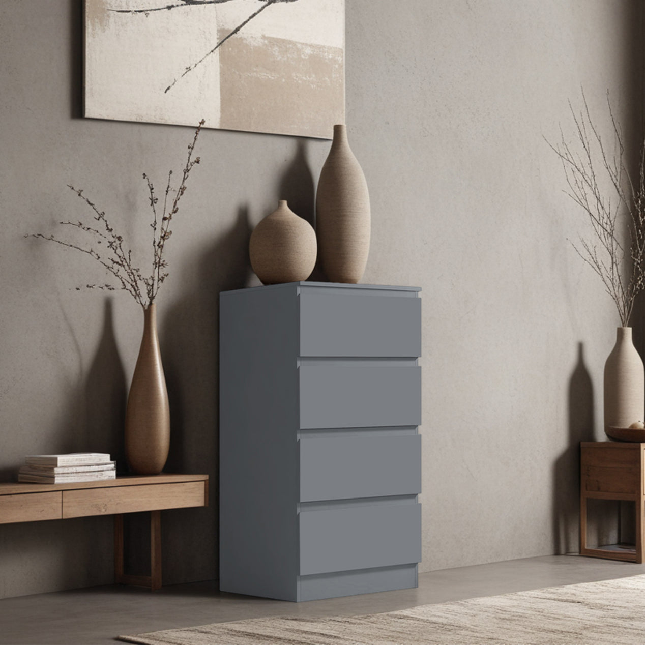 FWStyle Stora 4 Drawer Chest of Drawers - Matt Dark Grey