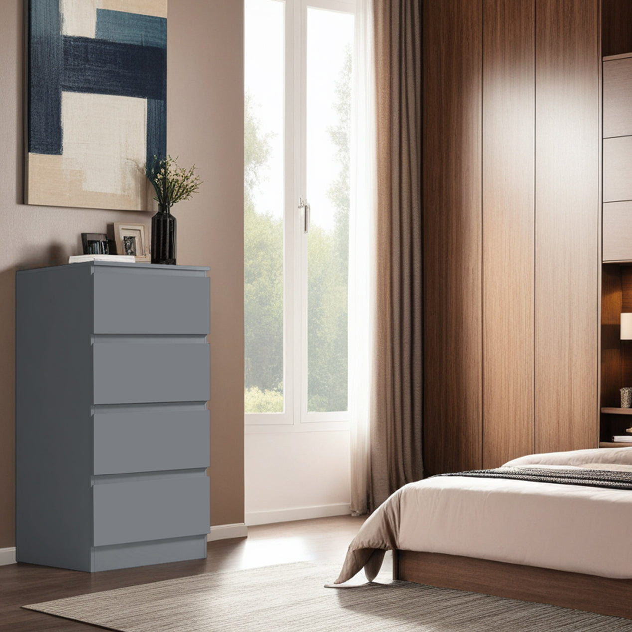 FWStyle Stora 4 Drawer Chest of Drawers - Matt Dark Grey