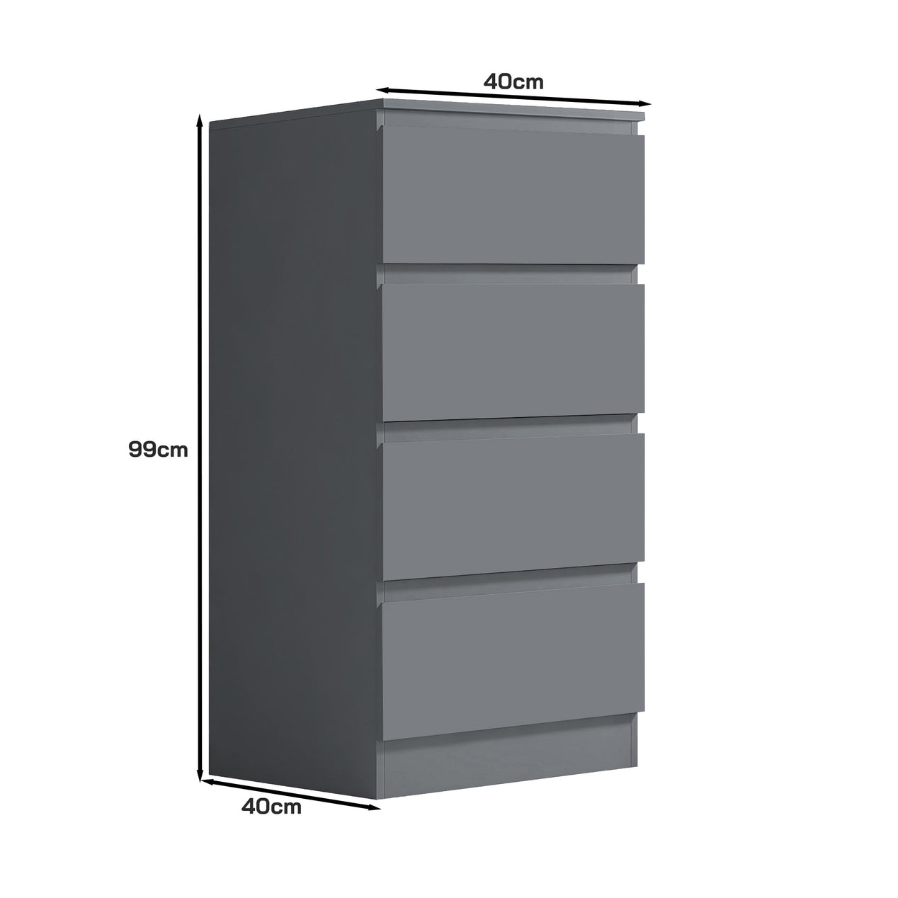 FWStyle Stora 4 Drawer Chest of Drawers - Matt Dark Grey