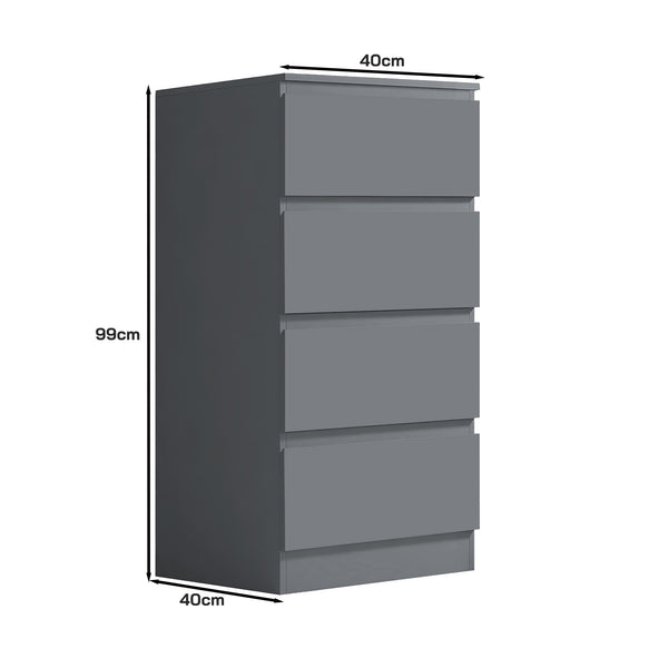 FWStyle Stora 4 Drawer Chest of Drawers - Matt Dark Grey