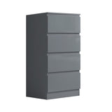 FWStyle Stora 4 Drawer Chest of Drawers - Grey Gloss Front