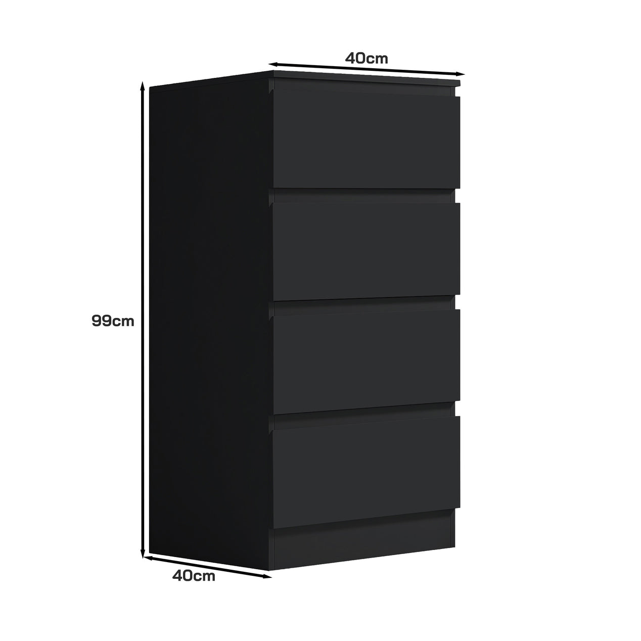 FWStyle Stora 4 Drawer Chest of Drawers - Matt Black