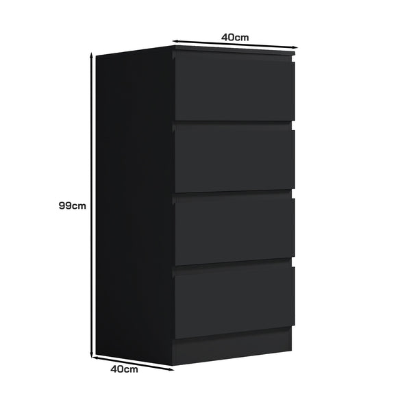FWStyle Stora 4 Drawer Chest of Drawers - Matt Black