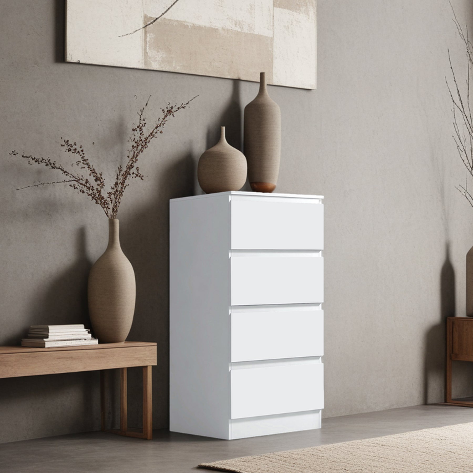FWStyle Stora 4 Drawer Chest of Drawers - Matt White