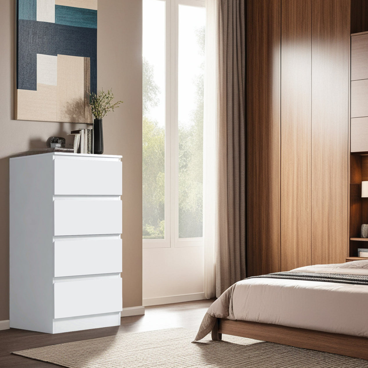 FWStyle Stora 4 Drawer Chest of Drawers - Matt White