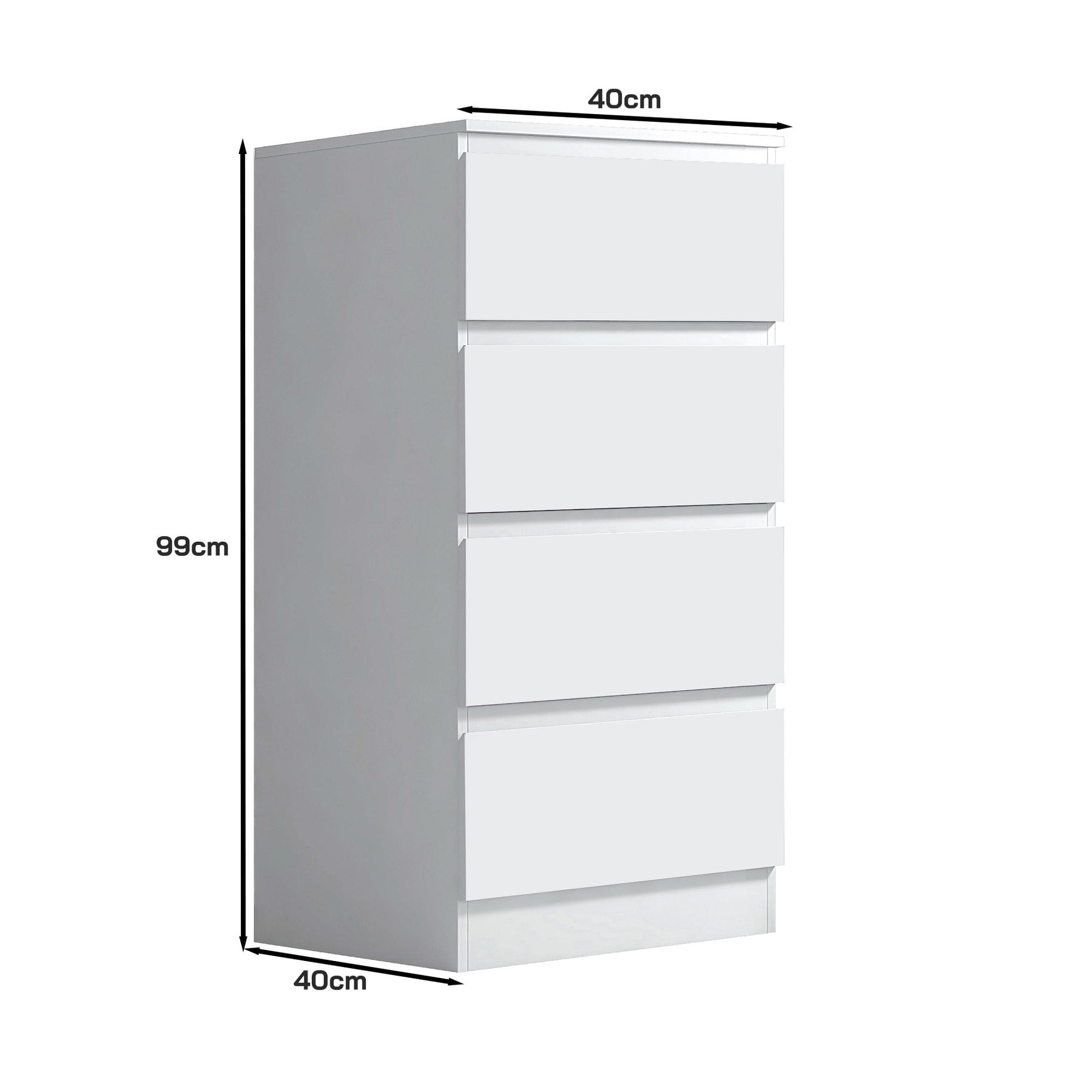 FWStyle Stora 4 Drawer Chest of Drawers - Matt White