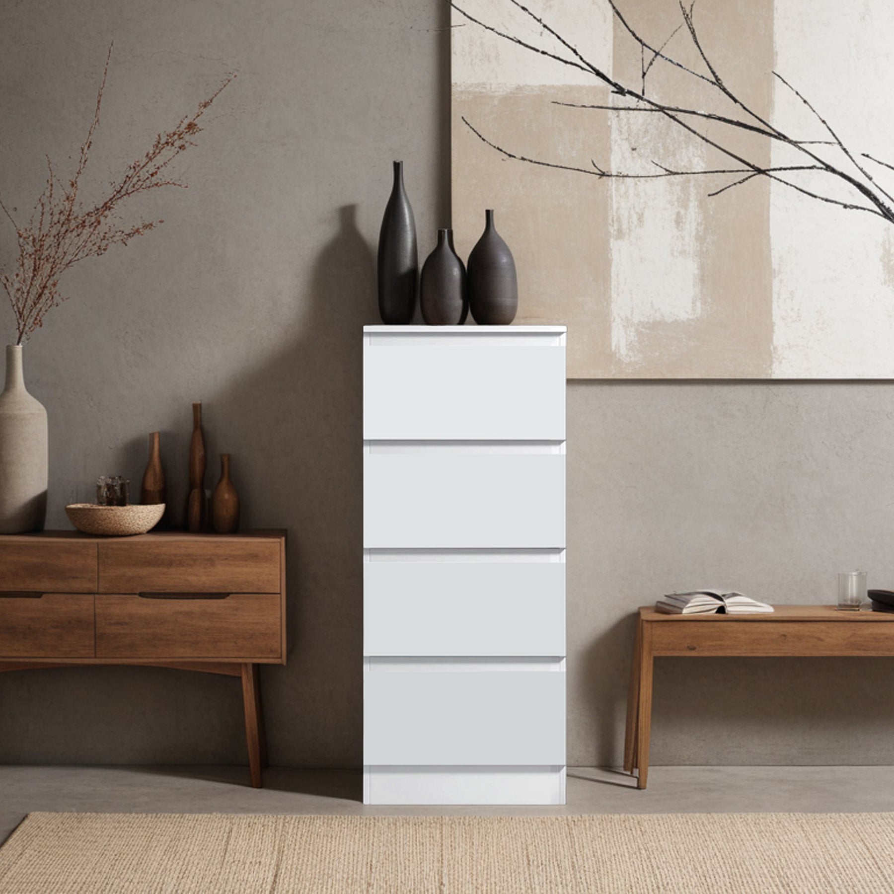 FWStyle Stora 4 Drawer Chest of Drawers - Matt White