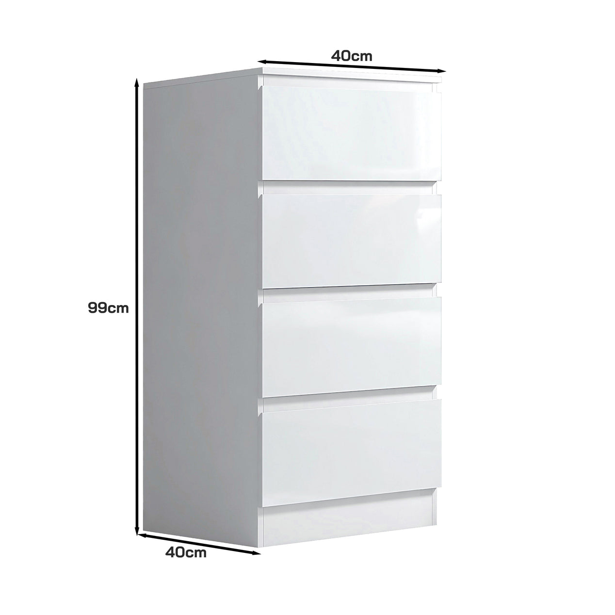 FWStyle Stora 4 Drawer Chest of Drawers - White Gloss Front