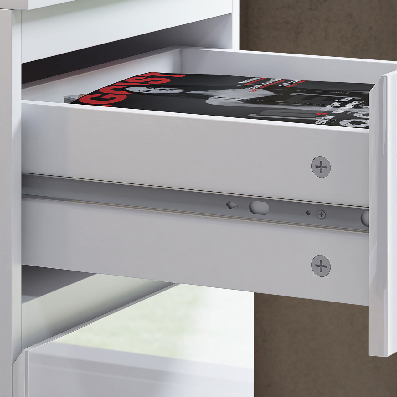 FWStyle Stora 4 Drawer Chest of Drawers - White Gloss Front
