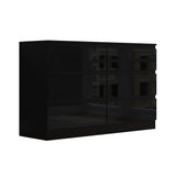 FWStyle Stora 6 Drawer Wide 3+3 Chest Of Drawers - Black Gloss Front