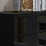 FWStyle Stora 6 Drawer Wide 3+3 Chest Of Drawers - Black Gloss Front