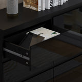 FWStyle Stora 6 Drawer Wide 3+3 Chest Of Drawers - Black Gloss Front