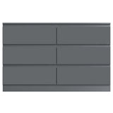 FWStyle Stora 6 Drawer Wide 3+3 Chest Of Drawers - Matt Dark Grey