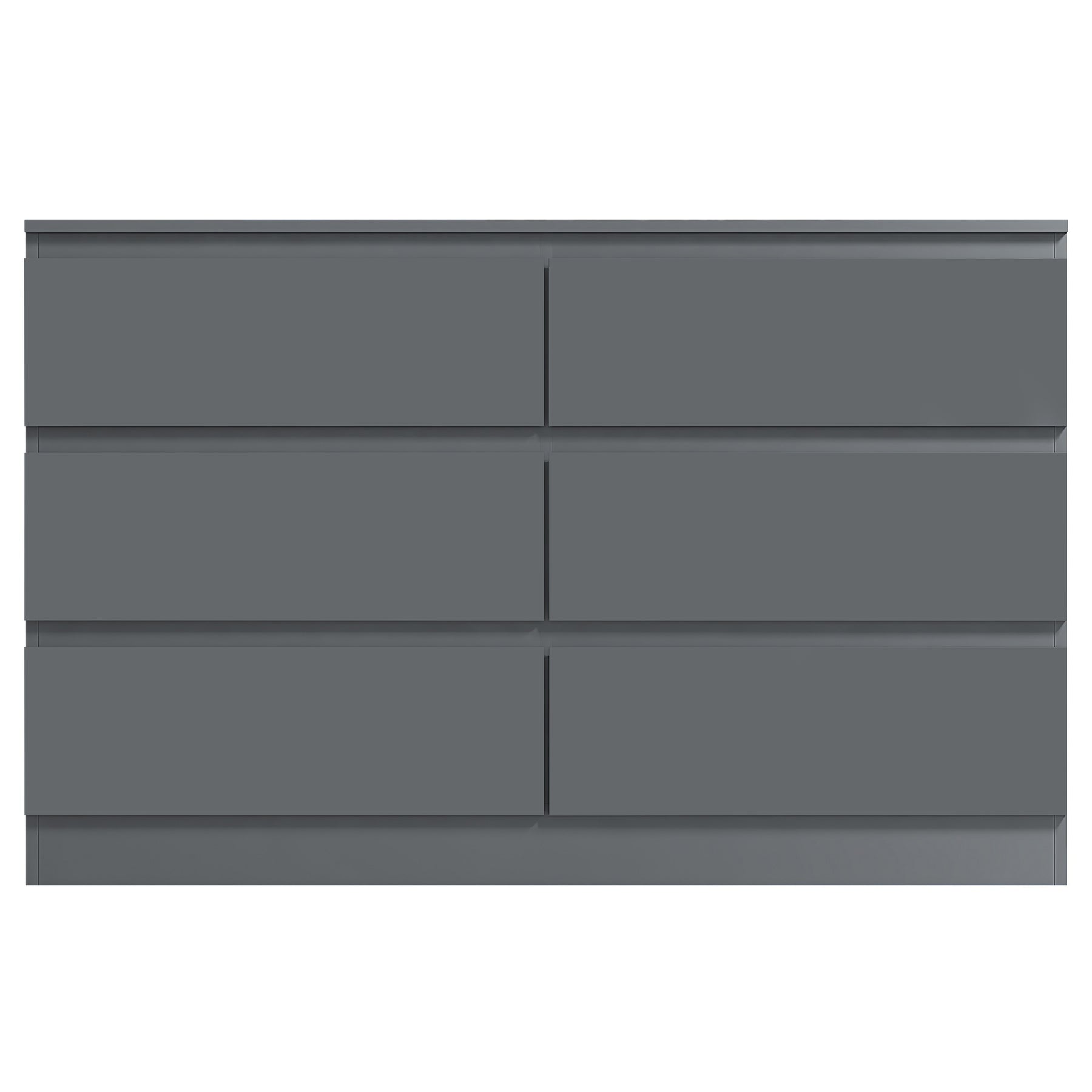 FWStyle Stora 6 Drawer Wide 3+3 Chest Of Drawers - Matt Dark Grey