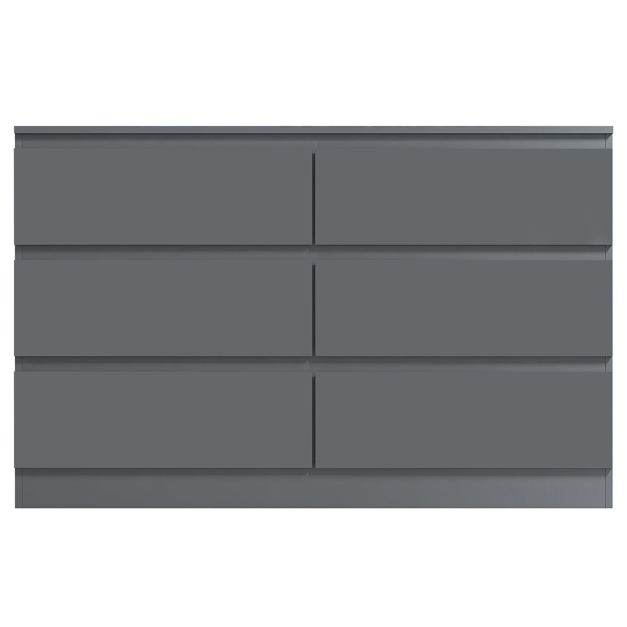 FWStyle Stora 6 Drawer Wide 3+3 Chest Of Drawers - Matt Dark Grey