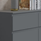 FWStyle Stora 6 Drawer Wide 3+3 Chest Of Drawers - Matt Dark Grey
