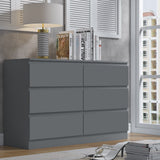 FWStyle Stora 6 Drawer Wide 3+3 Chest Of Drawers - Matt Dark Grey