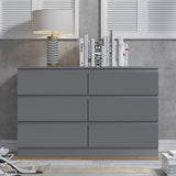 FWStyle Stora 6 Drawer Wide 3+3 Chest Of Drawers - Matt Dark Grey
