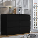 FWStyle Stora 6 Drawer Wide 3+3 Chest Of Drawers - Matt Black