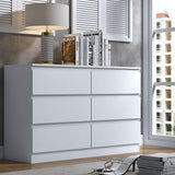 FWStyle Stora 6 Drawer Wide 3+3 Chest Of Drawers - Matt White