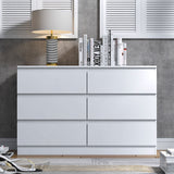 FWStyle Stora 6 Drawer Wide 3+3 Chest Of Drawers - Matt White