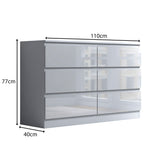 FWStyle Stora 6 Drawer Wide 3+3 Chest Of Drawers - White Gloss Front
