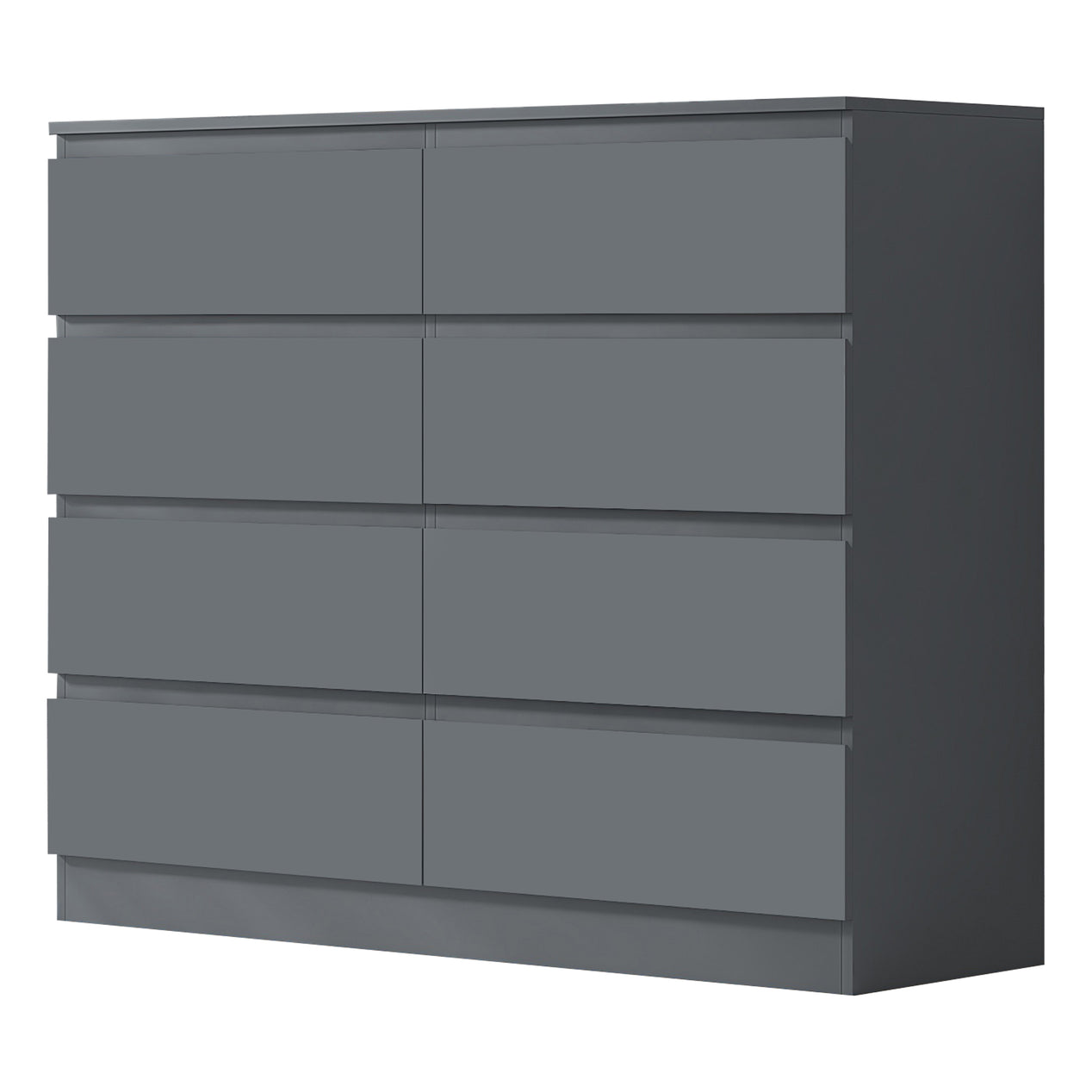 FWStyle Stora 8 Drawer Wide 4+4 Chest Of Drawers - Matt Dark Grey