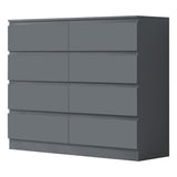 FWStyle Stora 8 Drawer Wide 4+4 Chest Of Drawers - Matt Dark Grey