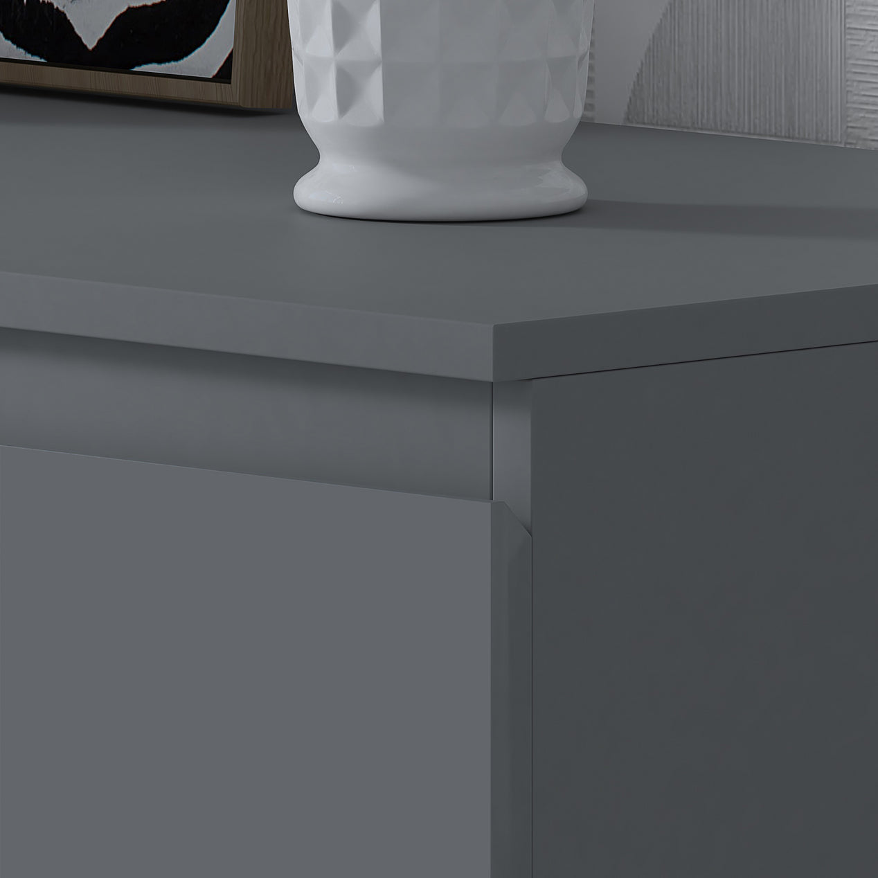 FWStyle Stora 8 Drawer Wide 4+4 Chest Of Drawers - Matt Dark Grey