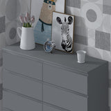 FWStyle Stora 8 Drawer Wide 4+4 Chest Of Drawers - Matt Dark Grey