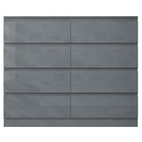 FWStyle Stora 8 Drawer Wide 4+4 Chest Of Drawers - Grey Gloss Front