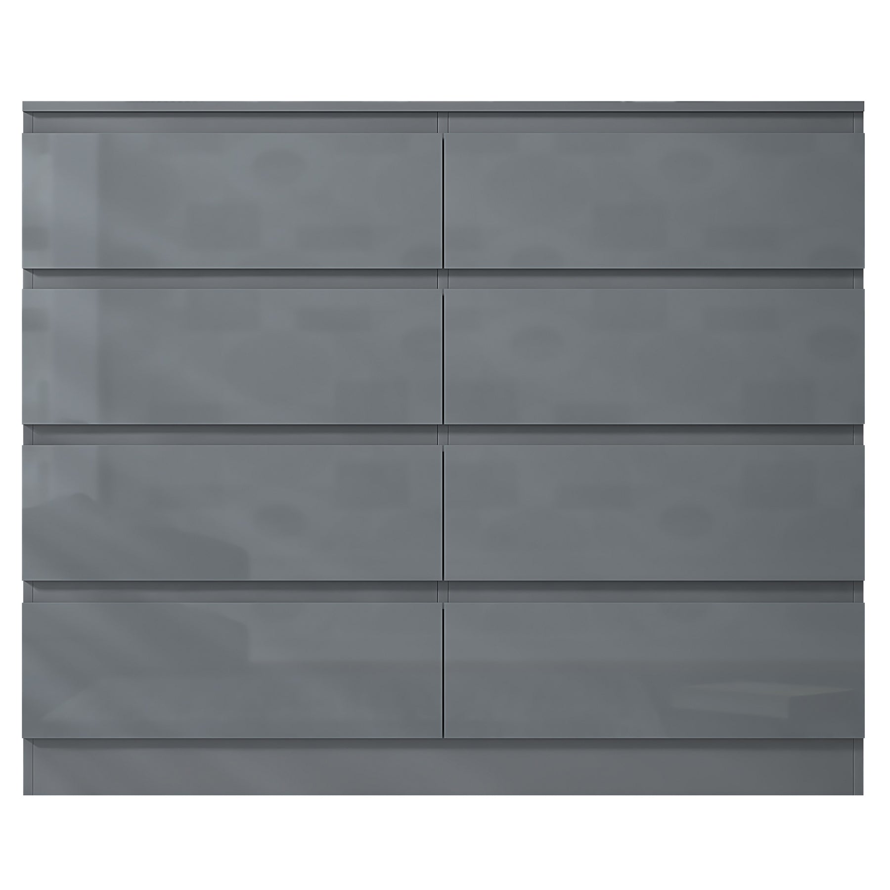 FWStyle Stora 8 Drawer Wide 4+4 Chest Of Drawers - Grey Gloss Front
