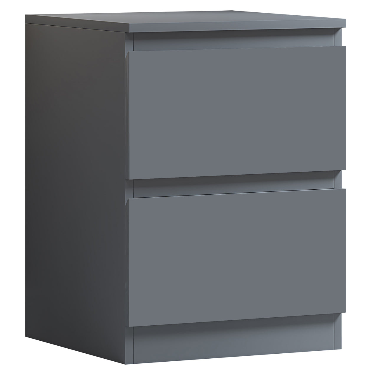 FWStyle Stora 2 Drawer Bedside Cabinet - Matt Dark Grey