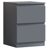 FWStyle Stora 2 Drawer Bedside Cabinet - Matt Dark Grey