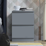 FWStyle Stora 2 Drawer Bedside Cabinet - Matt Dark Grey