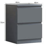 FWStyle Stora 2 Drawer Bedside Cabinet - Matt Dark Grey